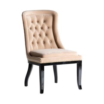 Estila Štýlová retro jedálenská stolička Austin s Chesterfield prešívaním v krémovej farbe s čiernymi masívnymi nožičkami 94cm obrázok