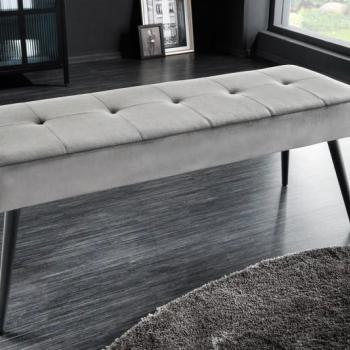 Estila Štýlová sivá lavica Soreli v modernom zamatovom prevedení 100cm obrázok