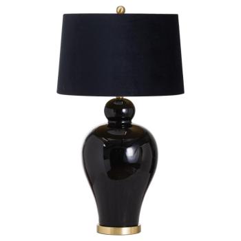 Estila Štýlová zlato-čierna stolná lampa Jabalies s tienidlom zo zamatu 82cm obrázok