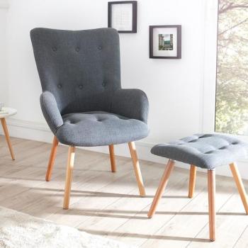 Estila Štýlové šedé kreslo Scandinavia na drevených nožičkách 100cm obrázok