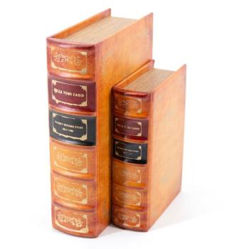 Estila Štýlový kožený set kníh H.B. Stowe v oranžovej farbe s dekoratívnym vzhľadom 27cm obrázok