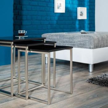 Estila Štýlový moderný konferenčný stolík New Fusion set 3ks čierna obrázok