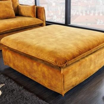 Estila Štýlový moderný taburet Heaven so žltým poťahom zo zamatu štvorcového tvaru 100cm obrázok