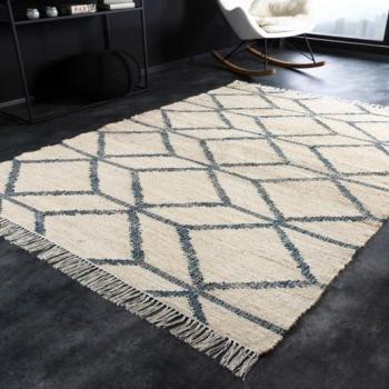 Estila Štýlový obdĺžnikový koberec Jekyll béžovej farby s modrým geometrickým zdobením 230cm obrázok