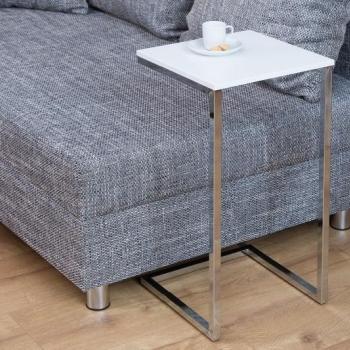Estila Štýlový príručný stolík Simply bielo-strieborný obrázok