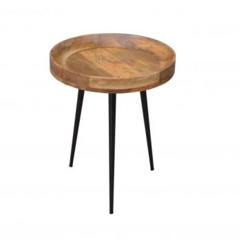 Estila Štýlový retro kruhový príručný stolík Tamworth I v hnedej farbe 45cm obrázok