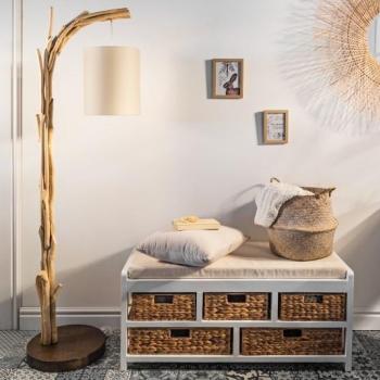 Estila Vidiecka dizajnová stojaca lampa Jada z masívu 161cm obrázok