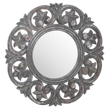 Estila Vintage kruhové nástenné zrkadlo Donramiro v hrubom sivom ornamentálnom ráme 60cm obrázok