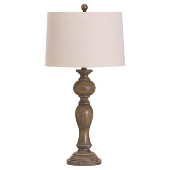 Estila Vintage stolná lampa Fondo so živicovým podstavcom v hnedej farbe a smotanovým tienidlom 74cm obrázok