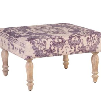 Estila Vintage taburetka Malawi s fialovým čalúnením s orientálnym zdobením a hnedými drevenými nožičkami 76cm obrázok