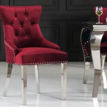 Estila Zámocká chesterfield stolička Eleanor v červenej farbe zo zamatu 97cm obrázok