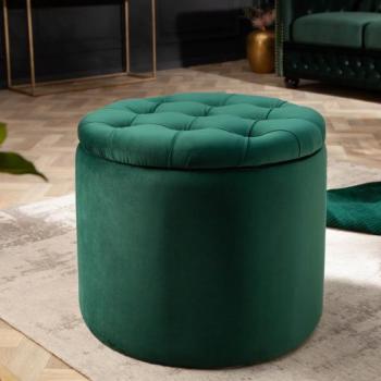 Estila Zámocká dizajnová smaragdová taburetka Modern Barock s úložným priestorom 50cm obrázok