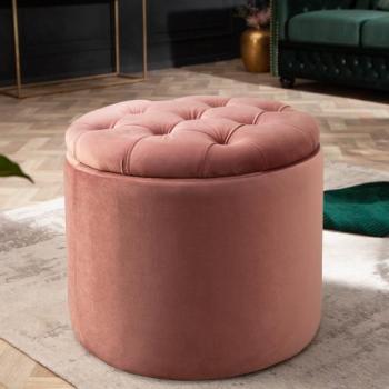 Estila Zámocká dizajnová staroružová taburetka Modern Barock s úložným priestorom 50cm obrázok