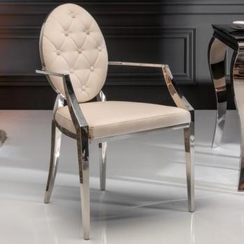Estila Zámocká jedálenská stolička Modern Barock béžovej farby s kovovými nohami 92cm obrázok