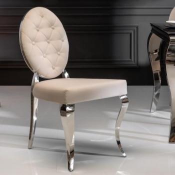 Estila Zámocká jedálenská stolička Modern Barock s béžovým poťahom a striebornými nožičkami 92cm obrázok