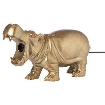 Estila Zlatá keramická stolná lampa Hippopotama v tvare hrocha 38cm obrázok