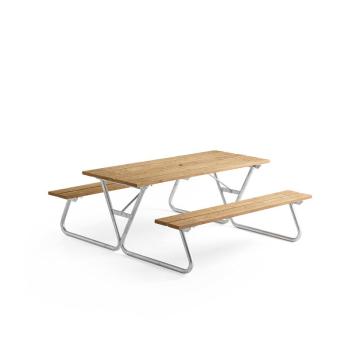 Extra dlhý záhradný stôl s lavicou PICNIC, 1800 mm, hnedá obrázok