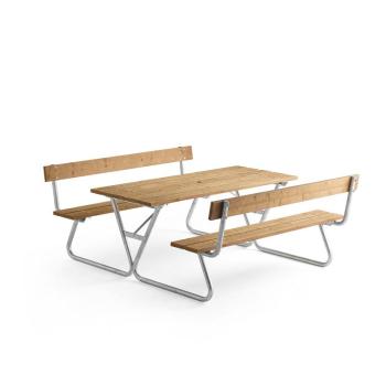Extra dlhý záhradný stôl s lavicou PICNIC, s opierkou chrbta, 1800 mm, hnedá obrázok