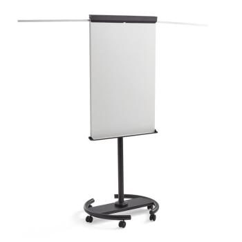 Flipchart s magnetickým povrchom a kolieskami FANNY, čierny obrázok