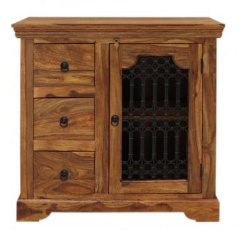 indickynabytok.sk - Komoda Jali s kovovým vyplétom 90x90x45 z indického masívu palisander obrázok