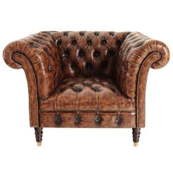 indickynabytok.sk - Pohovka jednomiestna Chesterfield Bath z pravej hovädzej kože Whisky obrázok