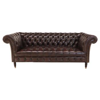 indickynabytok.sk - Pohovka trojmiestna Chesterfield Bath z pravej hovädzej kože Brown obrázok