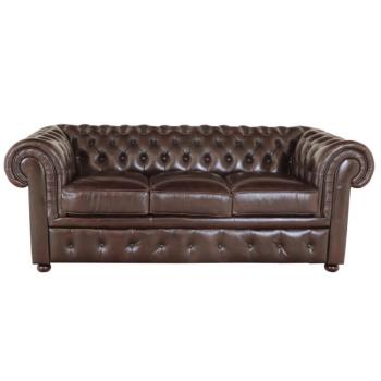 indickynabytok.sk - Pohovka trojmiestna Chesterfield Comfort z pravej hovädzej kože Brown obrázok