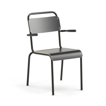 Jedálenská stolička FRISCO, s podrúčkami, čierny rám, čierny laminát obrázok