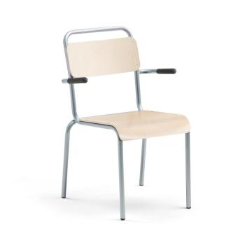 Jedálenská stolička FRISCO, s podrúčkami, hliníkový rám, brezový laminát obrázok