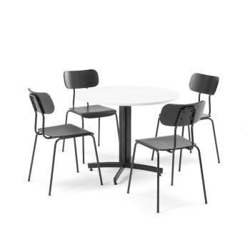 Jedálenská zostava, 1 x stôl a 4 stoličky, biely laminát obrázok