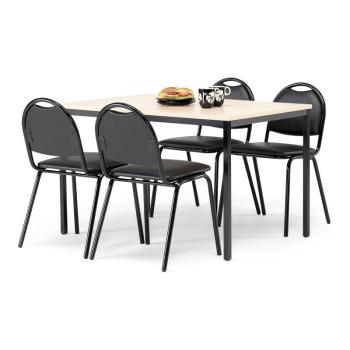 Jedálenská zostava 1x stôl Š 1200 x H 800, breza / čierna, 4x stolička čier obrázok