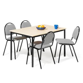 Jedálenská zostava 1x stôl Š 1200 x H 800, breza / čierna, 4x stolička sivá obrázok
