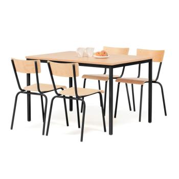 Jedálenská zostava: stôl 1200x800 mm + 4 stoličky, buk/čierna obrázok