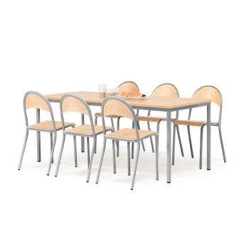 Jedálenská zostava: stôl 1800x800 mm + 6 stoličiek, buk/šedá obrázok