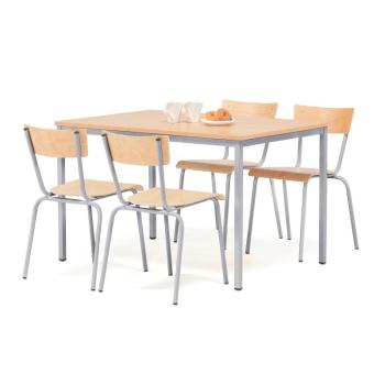 Jedálenská zostava: stôl Jamie 1200x800 mm + 4 stoličky, buk/šedá obrázok