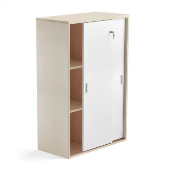 Kancelárska skriňa s posuvnými dverami MODULUS, 1200x800 mm, breza/biela obrázok