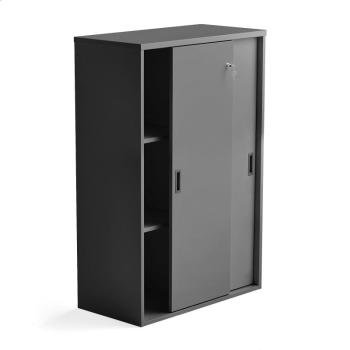 Kancelárska skriňa s posuvnými dverami MODULUS, 1200x800 mm, čierna obrázok