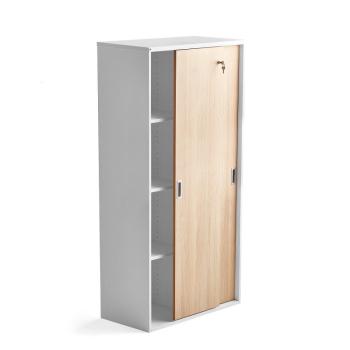 Kancelárska skriňa s posuvnými dverami MODULUS, 1600x800 mm, biela / dub obrázok