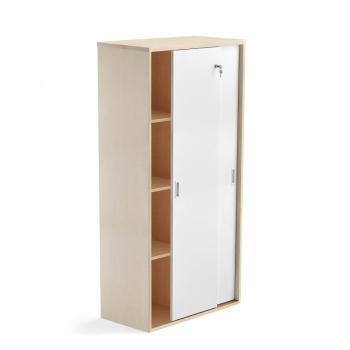 Kancelárska skriňa s posuvnými dverami MODULUS, 1600x800 mm, breza / biela obrázok