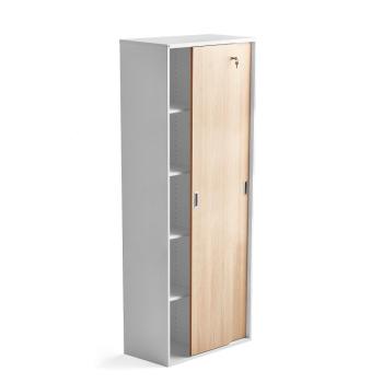 Kancelárska skriňa s posuvnými dverami MODULUS, 2000x800 mm, biela / dub obrázok