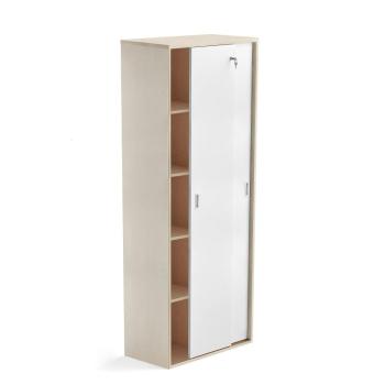 Kancelárska skriňa s posuvnými dverami MODULUS, 2000x800 mm, breza / biela obrázok