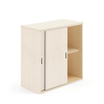 Kancelárska skriňa s posuvnými dverami MODULUS, 800x800 mm, breza obrázok