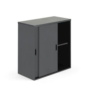 Kancelárska skriňa s posuvnými dverami MODULUS, 800x800 mm, čierna obrázok