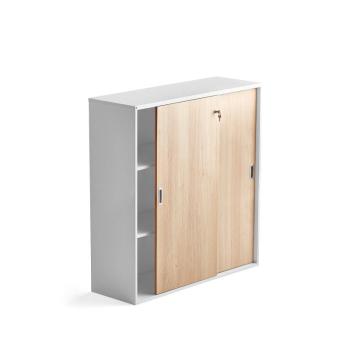 Kancelárska skriňa s posuvnými dverami MODULUS XL, 1200x1200 mm, biela / dub obrázok