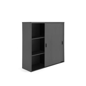 Kancelárska skriňa s posuvnými dverami MODULUS XL, 1200x1200 mm, čierna obrázok