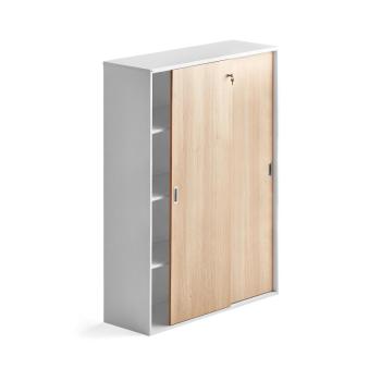 Kancelárska skriňa s posuvnými dverami MODULUS XL, 1600x1200 mm, biela / dub obrázok