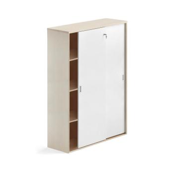 Kancelárska skriňa s posuvnými dverami MODULUS XL, 1600x1200mm, breza,biela obrázok