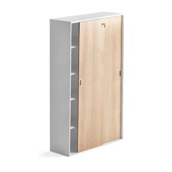 Kancelárska skriňa s posuvnými dverami MODULUS XL, 2000x1200 mm, biela/dub obrázok