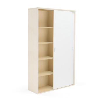 Kancelárska skriňa s posuvnými dverami MODULUS XL, 2000x1200 mm, breza/biela obrázok