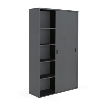 Kancelárska skriňa s posuvnými dverami MODULUS XL, 2000x1200 mm, čierna obrázok